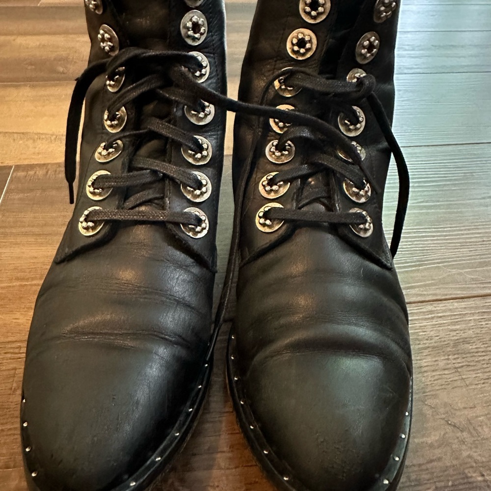 Frēda Salvador RALF Lace Up Combat Boots Size 7 black With silver hardware - Picture 3 of 16